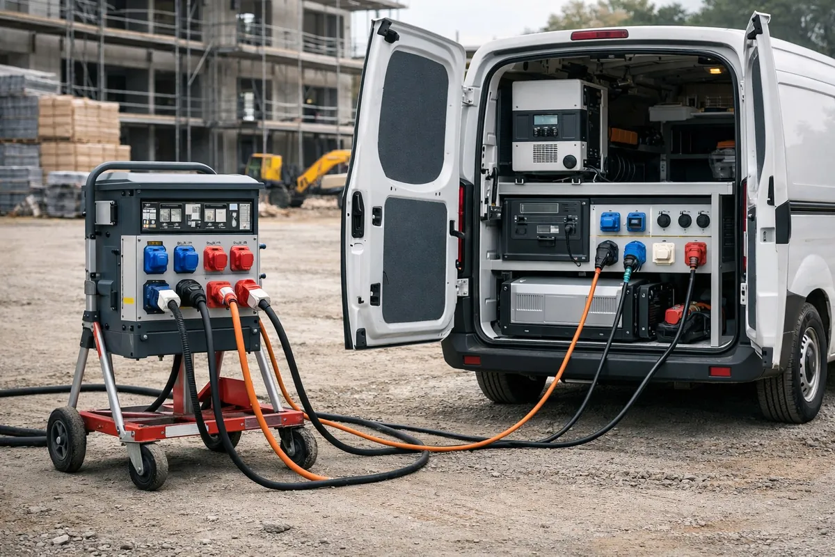 Baustromverteiler und Servicefahrzeug mit Bordtechnik