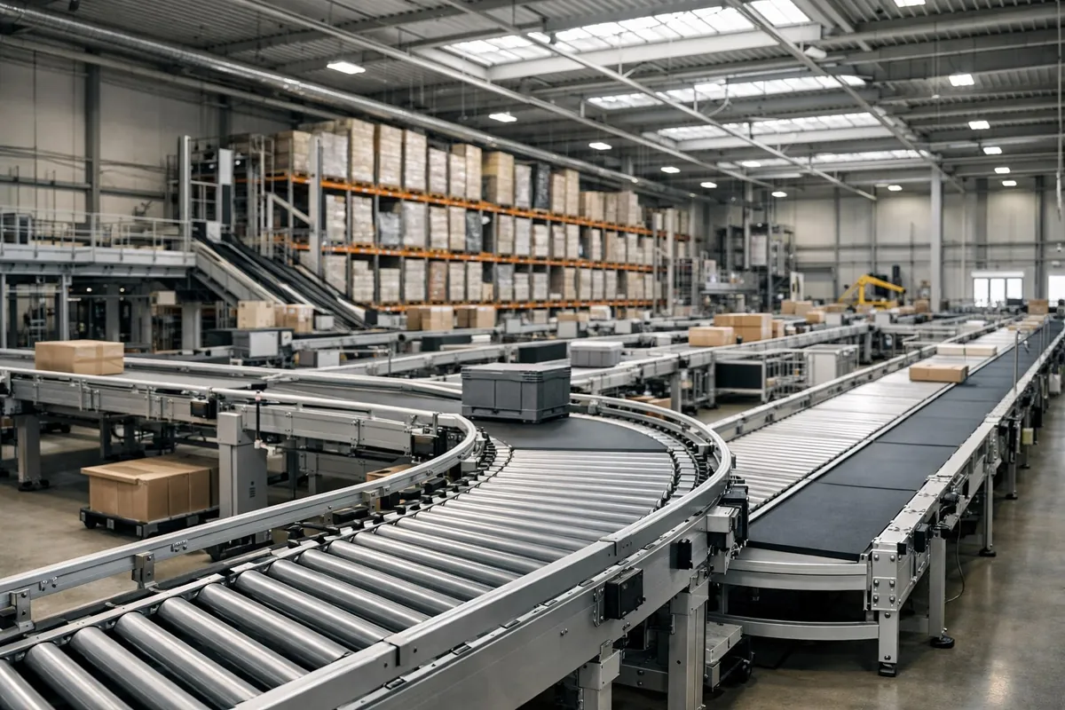 Fördertechnik und Hallenbeleuchtung im Logistikzentrum