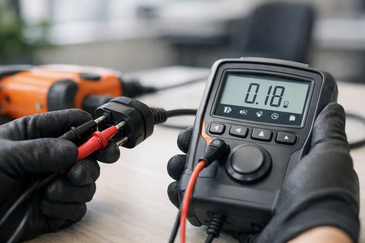 Elektrofachkraft bei der DGUV V3 Messung in Siegen