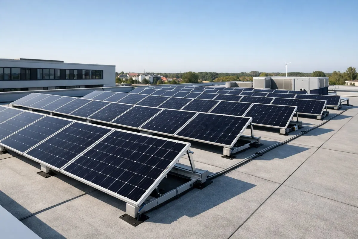 Modulfeld und DC-Verkabelung einer PV-Anlage